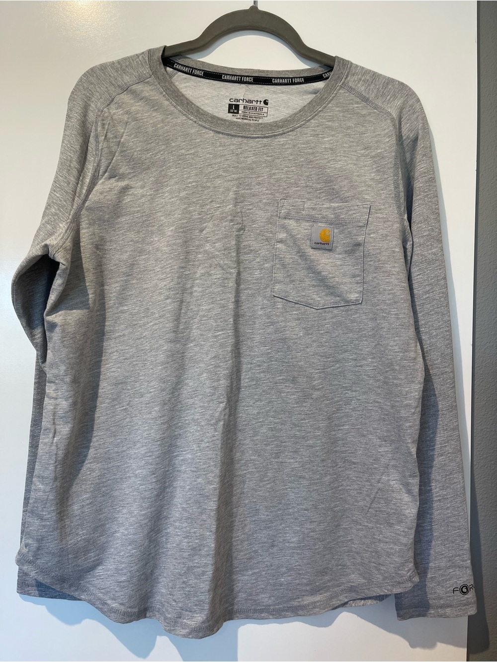 Carhartt Force Women’s Large Relaxed Fit Long Sleeve Shirt Gray Pocket TK4617-W